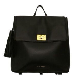 JOY & IMAN TASSEL CHIC RFID BLACK LEATHER BACKPACK